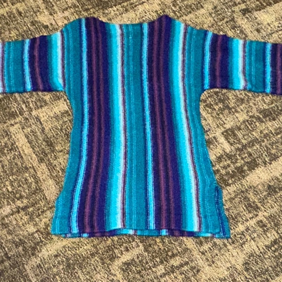 Outlander by Renee Tener Turquoise Striped Tunic Sweater or Mini Dress c1970s - Picture 4 of 6